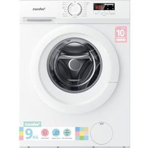 COMFEE' Freestanding Washing Machine,9KG Load,1400RPM,Steam Wash,Slim Design,Quick Wash,BLDC Durable Inverter Motor,White-CFE12EW90/W