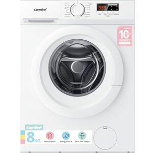 COMFEE' Freestanding Washing Machine,8KG Load,1400RPM,Steam Wash,Slim Design,Quick Wash,BLDC Durable Inverter Motor,White-CFE12EW80/W